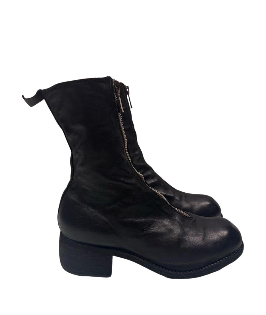GUIDI Черные кожаные полусапоги, фото 1