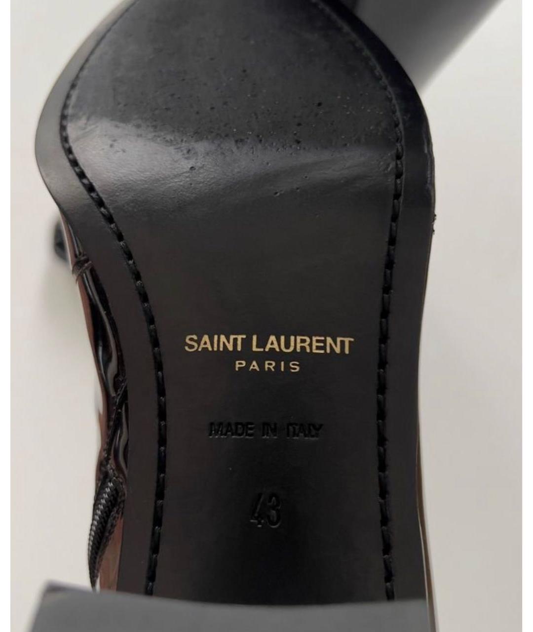 SAINT LAURENT Черные кожаные высокие ботинки, фото 5