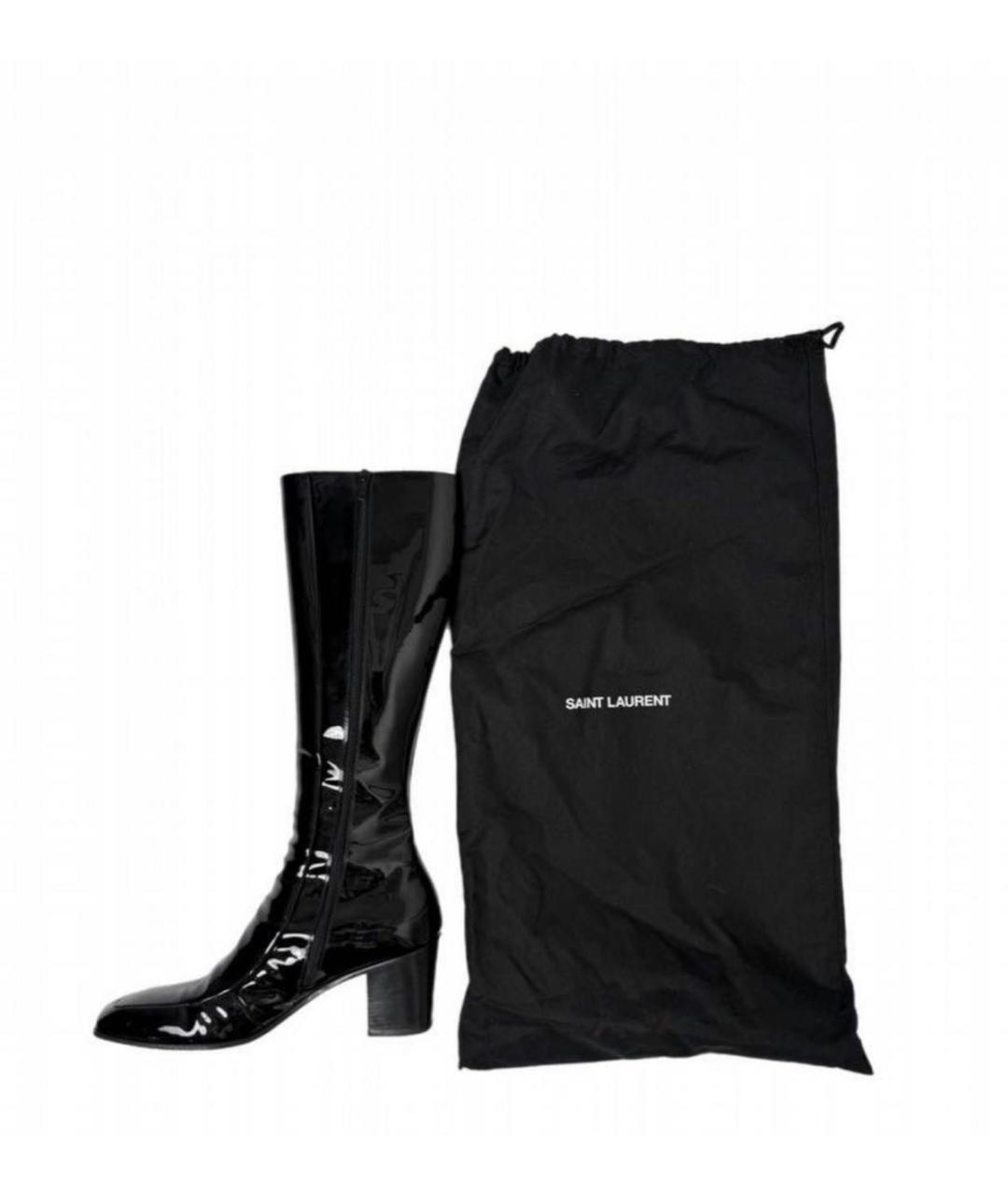 SAINT LAURENT Черные кожаные высокие ботинки, фото 2