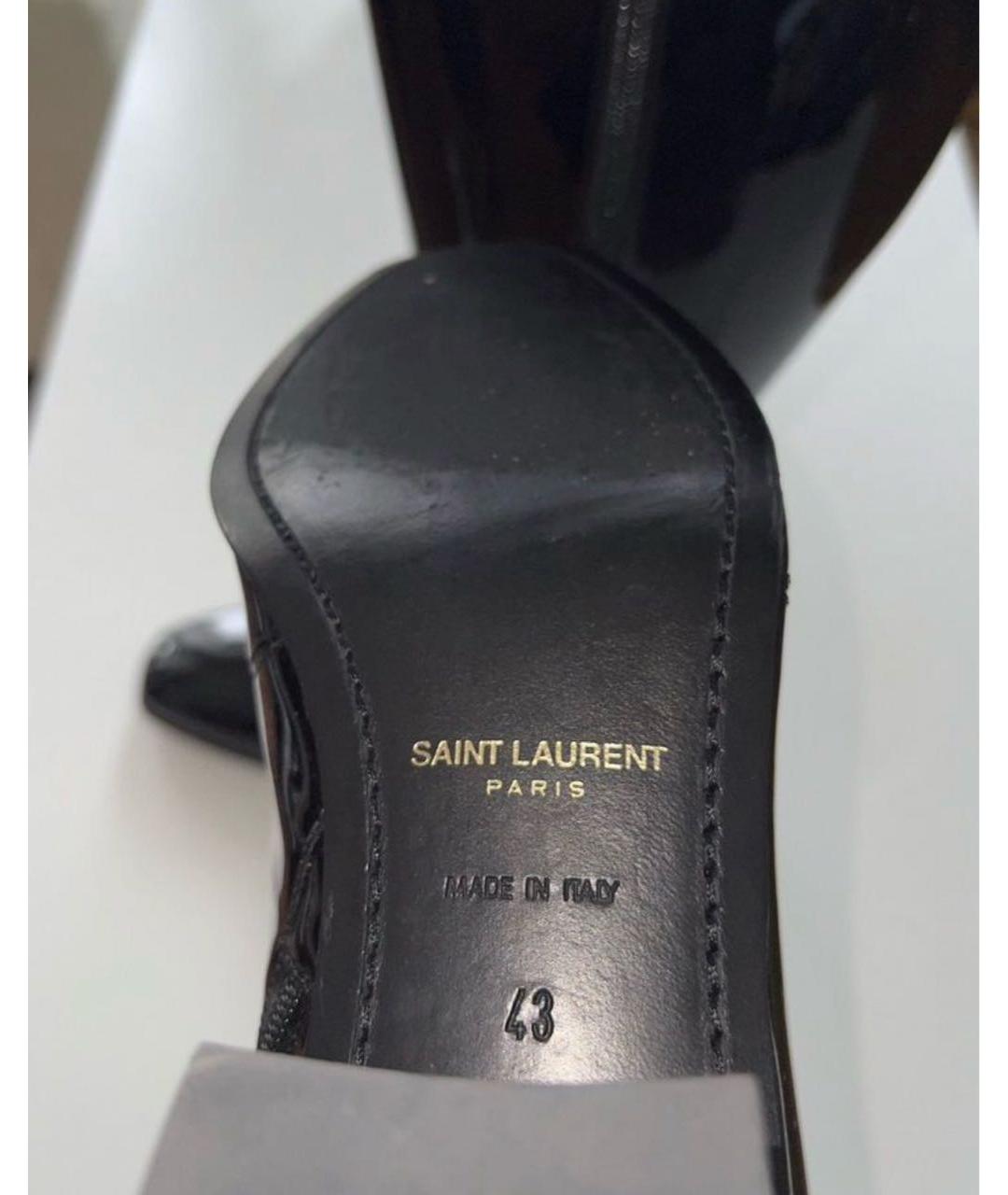 SAINT LAURENT Черные кожаные высокие ботинки, фото 3