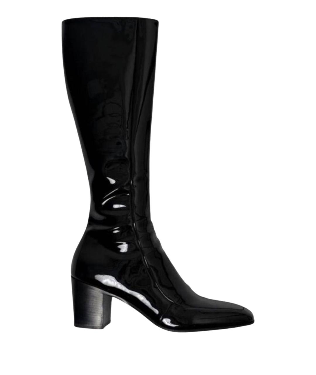 SAINT LAURENT Черные кожаные высокие ботинки, фото 1