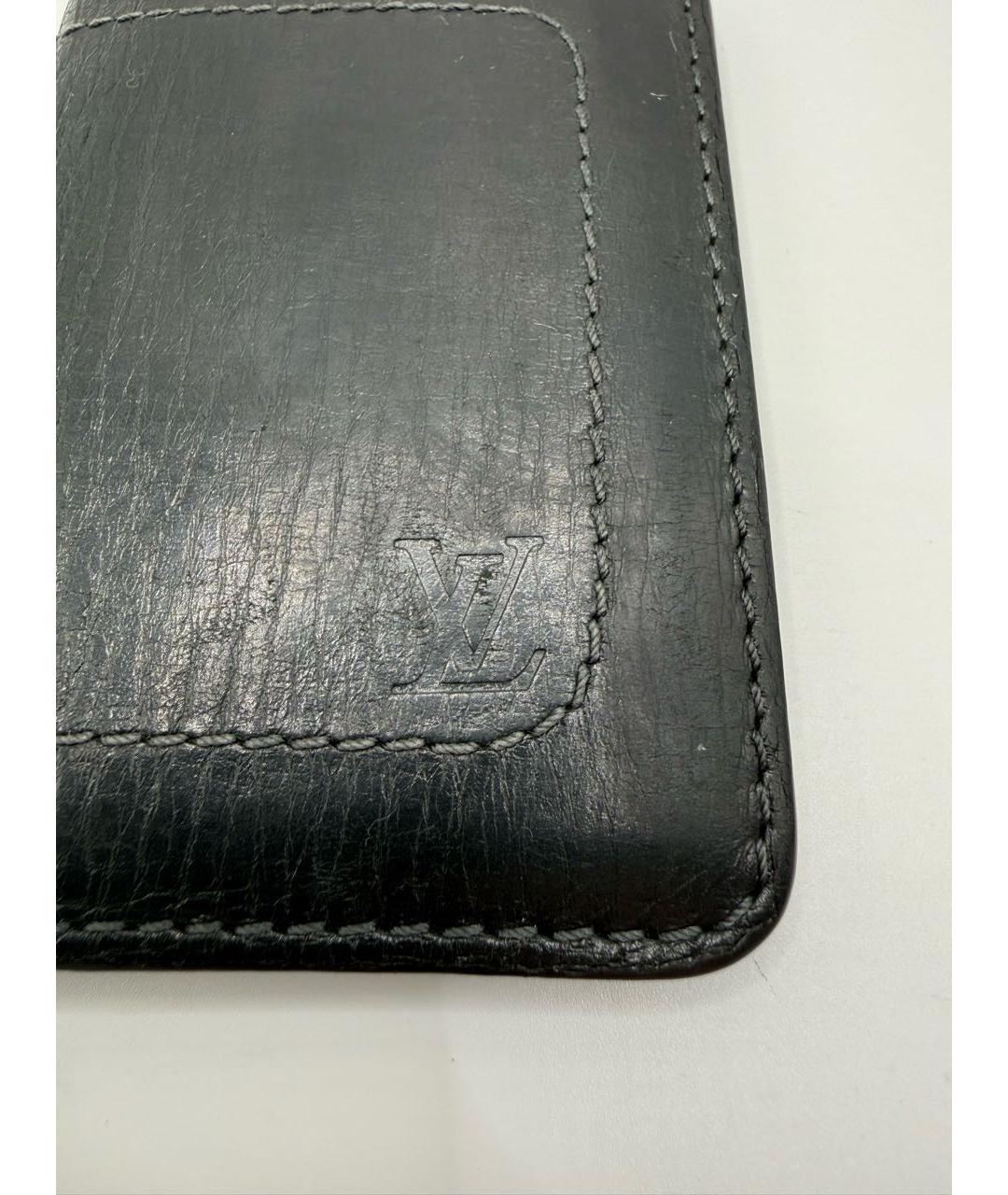 LOUIS VUITTON Черный кожаный кошелек, фото 2