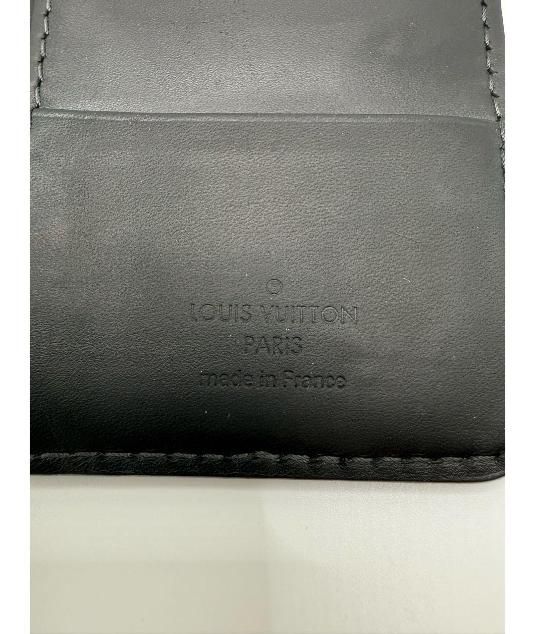 LOUIS VUITTON Черный кожаный кошелек, фото 6