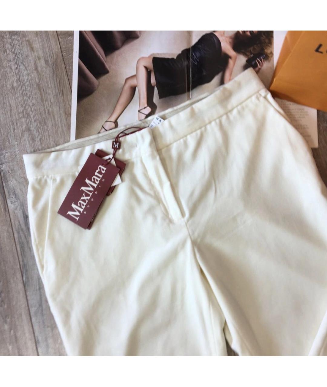 MAX MARA STUDIO Белые хлопковые прямые брюки, фото 3