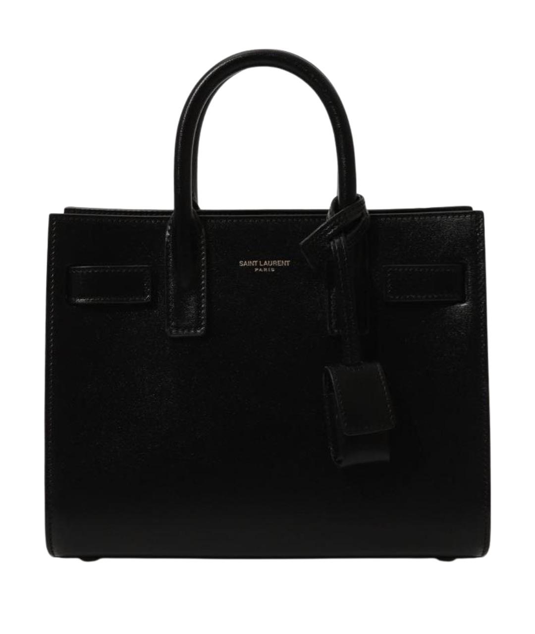 SAINT LAURENT Черная кожаная сумка с короткими ручками, фото 1