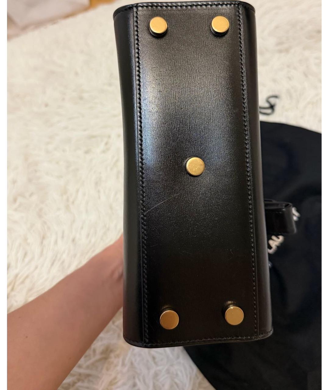 SAINT LAURENT Черная кожаная сумка с короткими ручками, фото 6