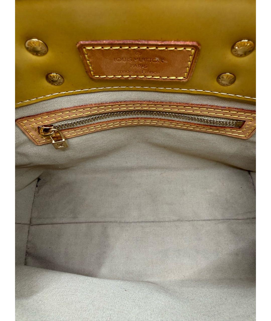 LOUIS VUITTON Желтая сумка с короткими ручками из лакированной кожи, фото 6