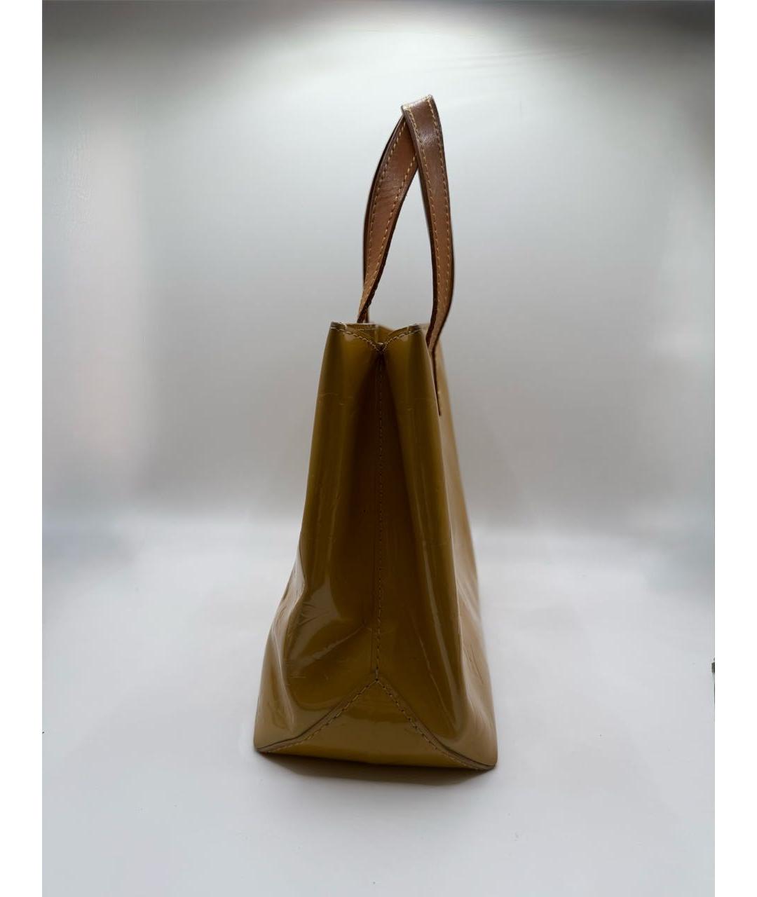 LOUIS VUITTON Желтая сумка с короткими ручками из лакированной кожи, фото 4