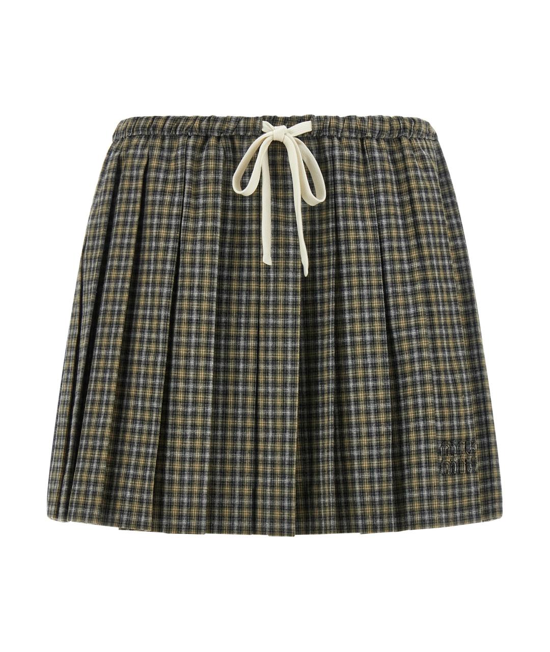 MIU MIU Мульти хлопковая юбка мини, фото 1