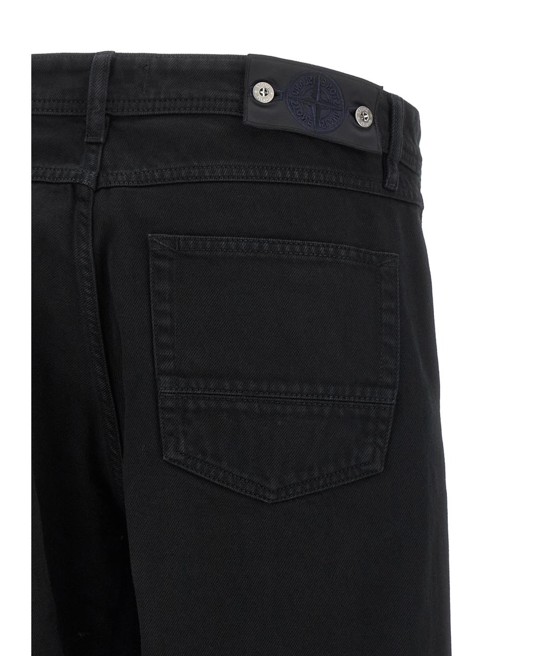 STONE ISLAND Черные хлопковые прямые джинсы, фото 4