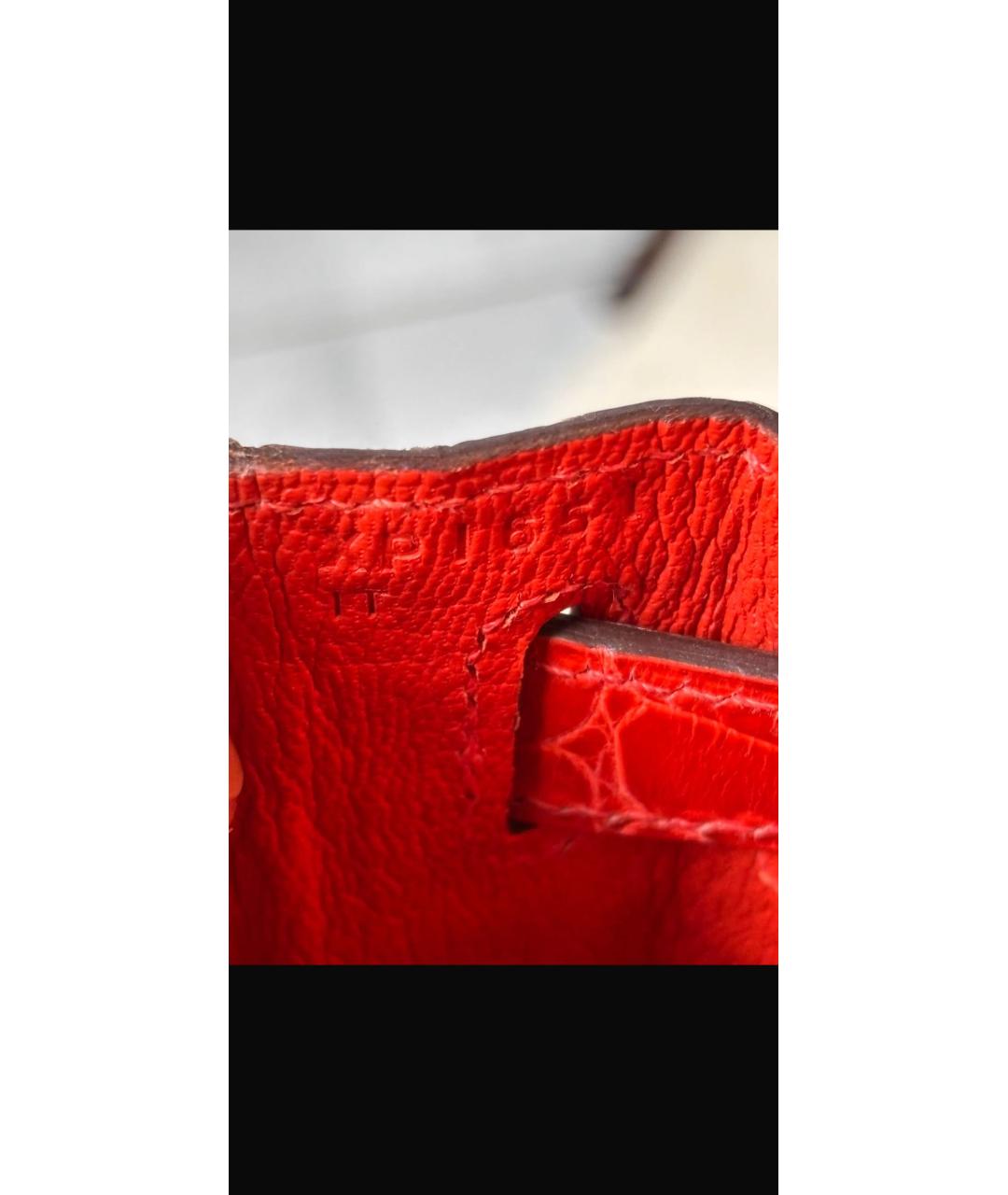 HERMES Оранжевая сумка с короткими ручками из экзотической кожи, фото 4
