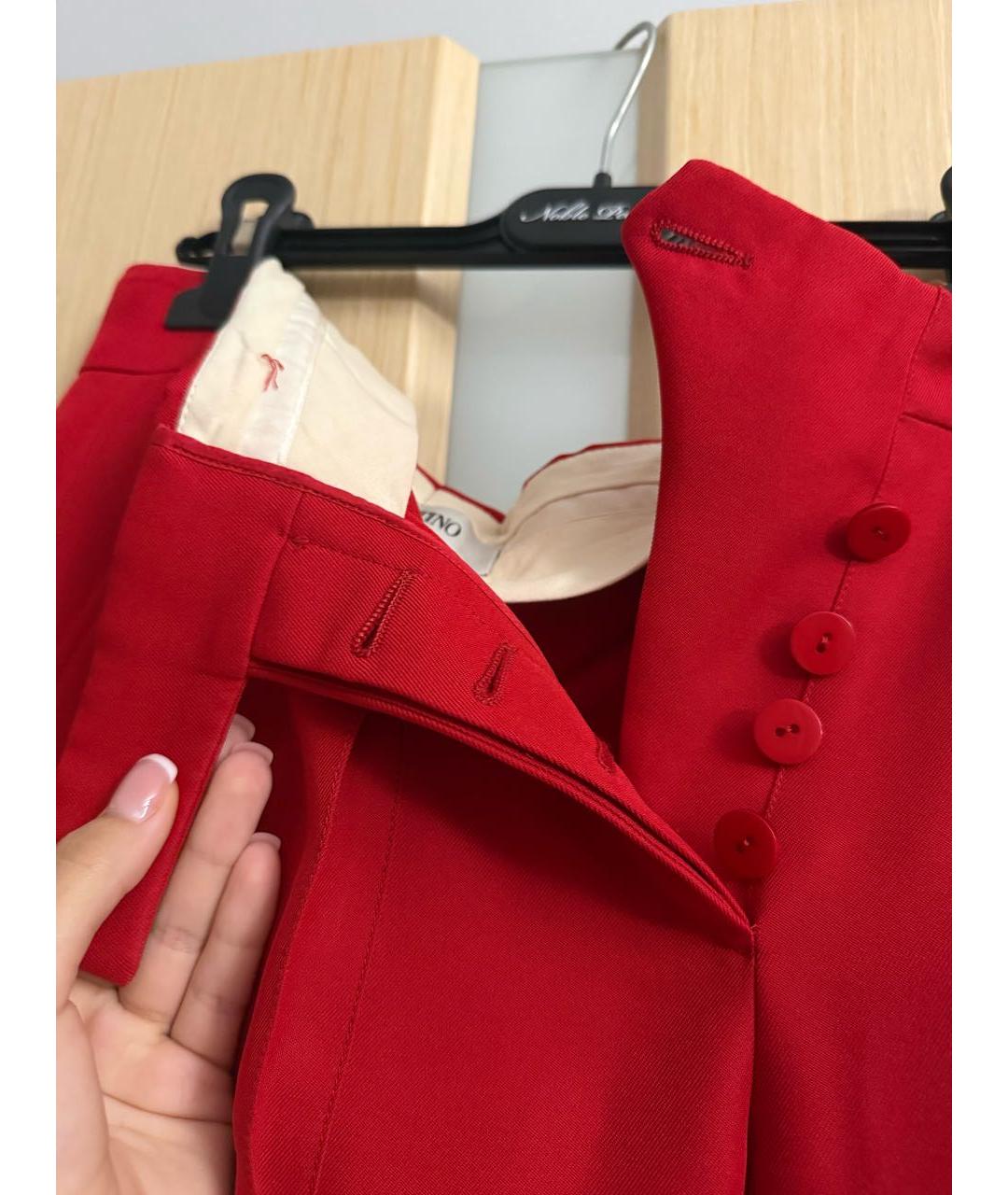 VALENTINO Красные полиэстеровые прямые брюки, фото 4