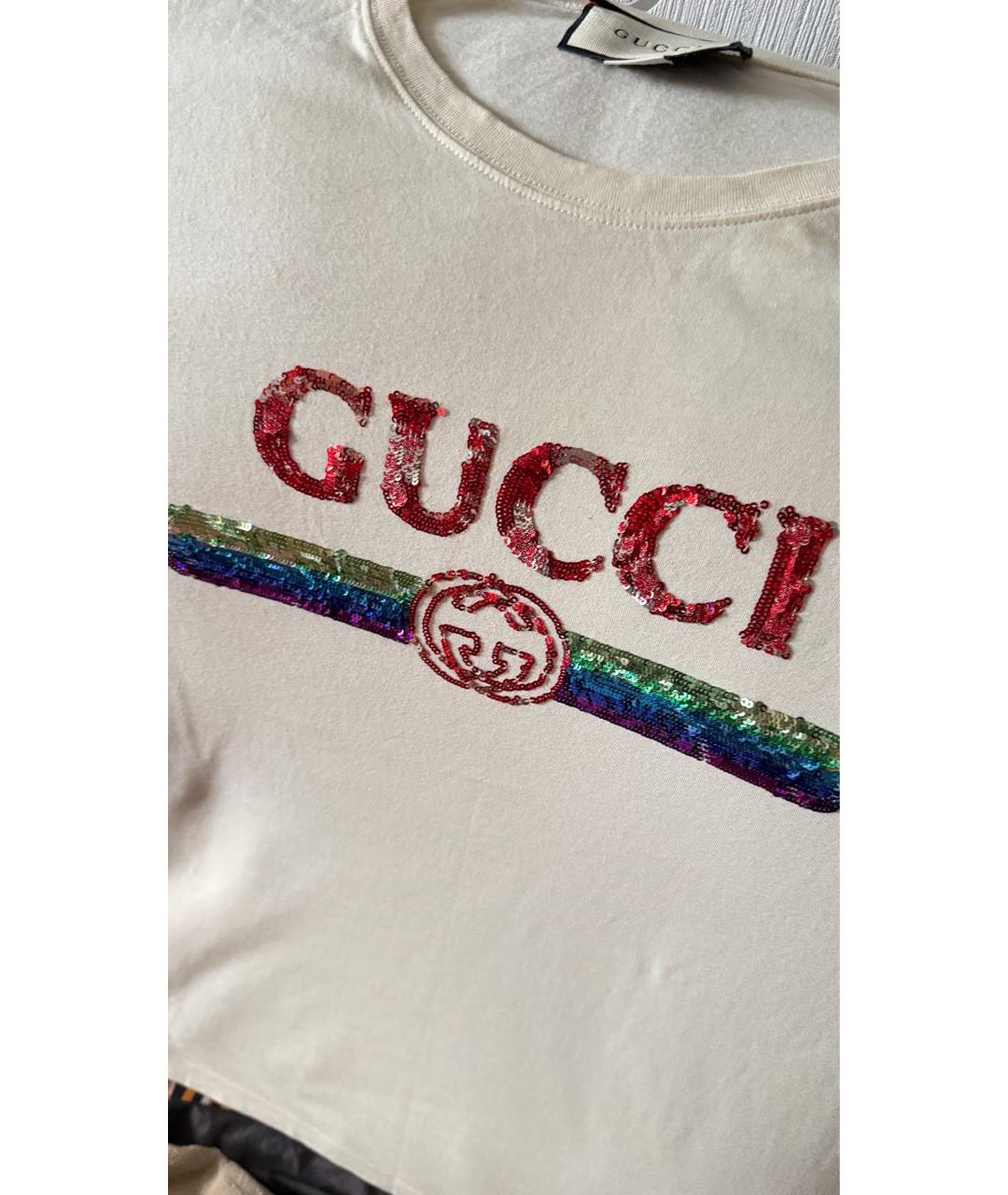 GUCCI Бежевая хлопковая футболка, фото 3
