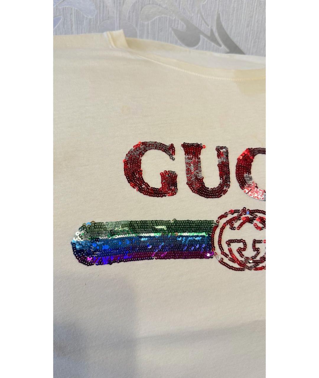 GUCCI Бежевая хлопковая футболка, фото 7