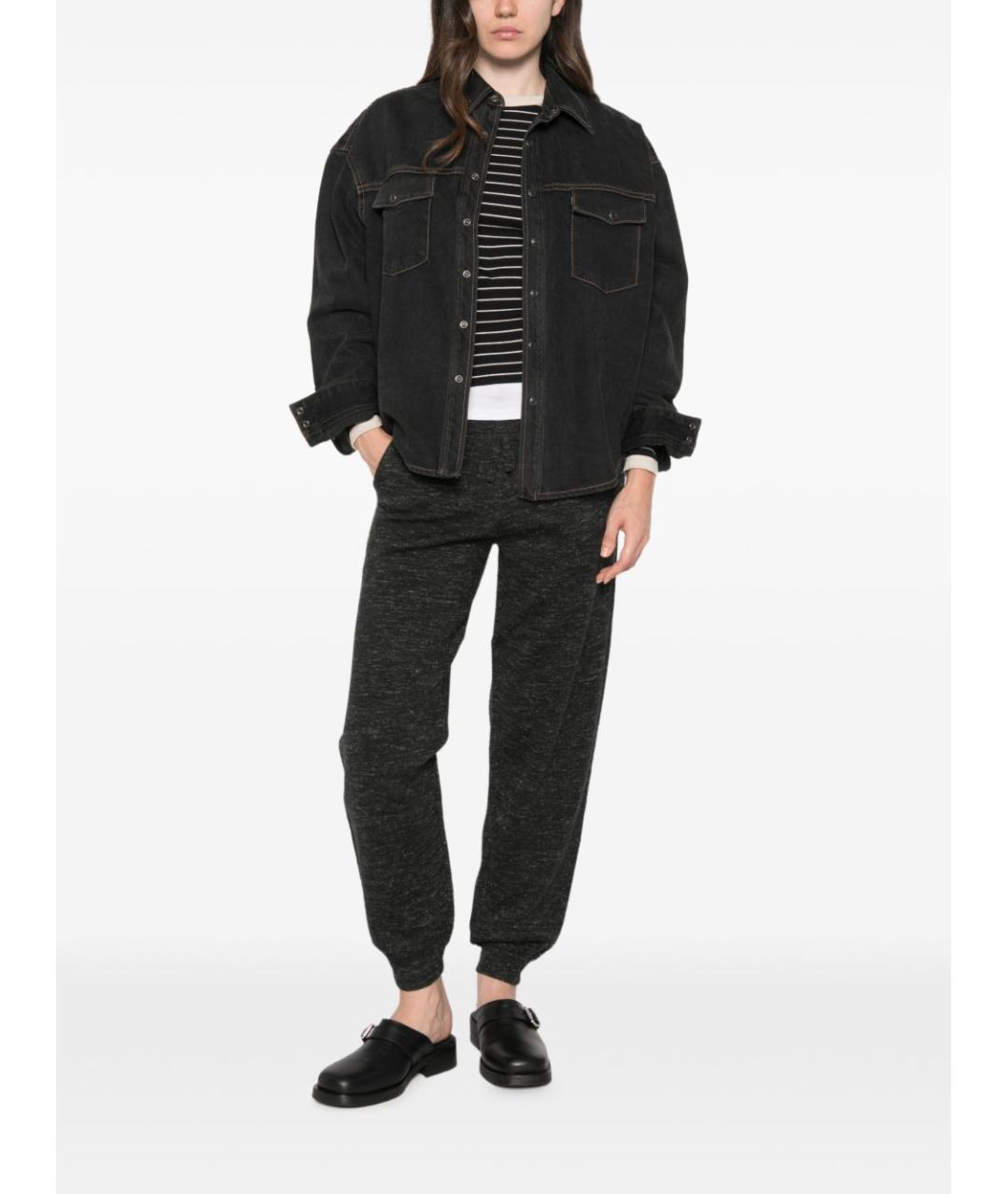 ISABEL MARANT ETOILE Черные шерстяные прямые брюки, фото 4