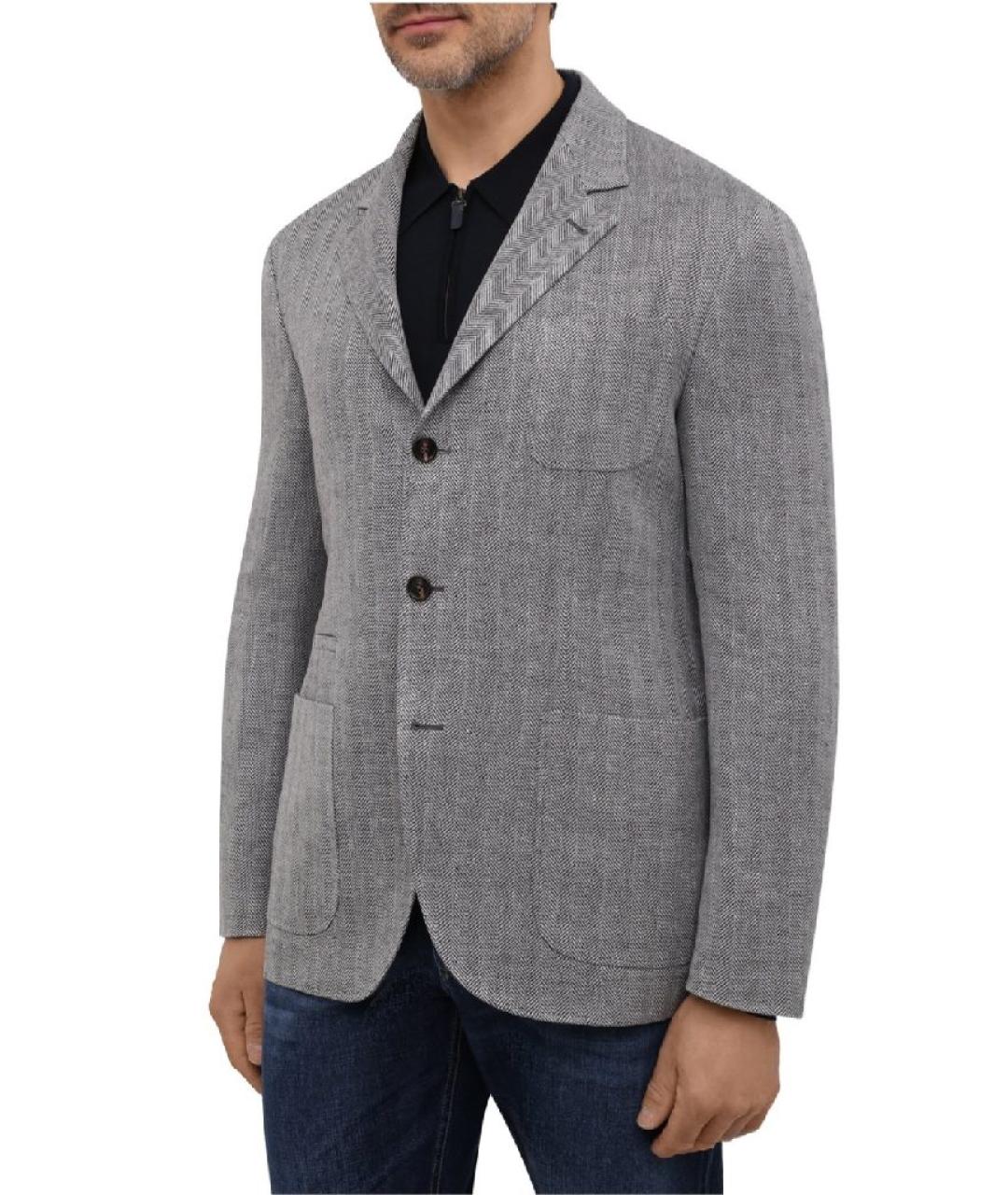 BRUNELLO CUCINELLI Серый льняной пиджак, фото 9
