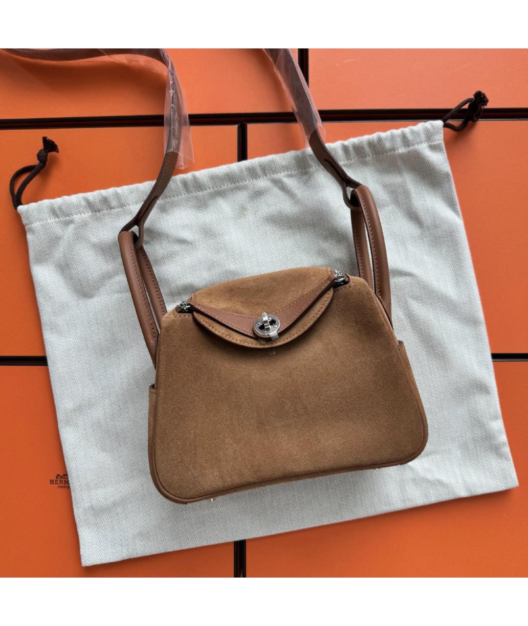 HERMES Коричневая замшевая сумка через плечо, фото 2