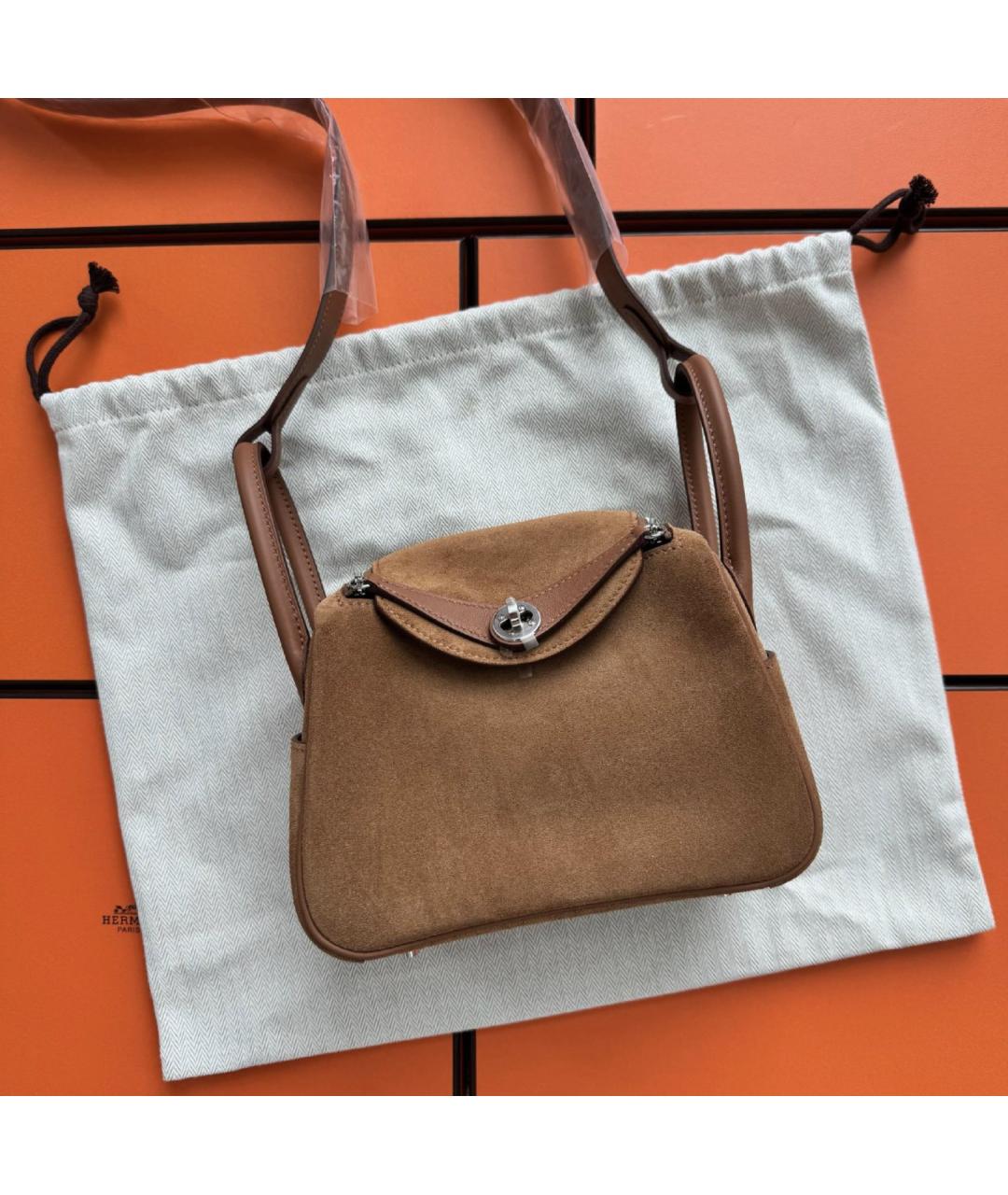 HERMES Коричневая замшевая сумка через плечо, фото 3