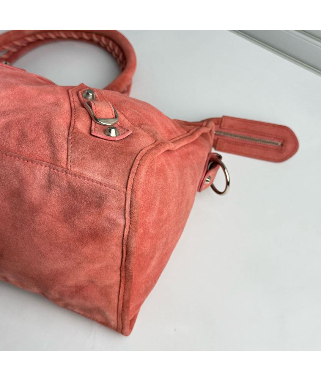 BALENCIAGA Розовая замшевая сумка с короткими ручками, фото 4