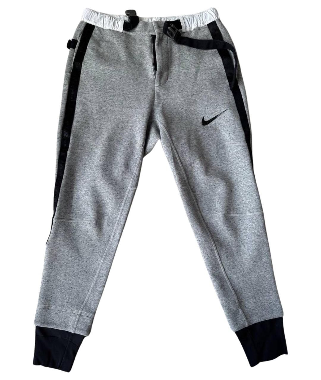 NIKE Серые хлопко-эластановые повседневные брюки, фото 1