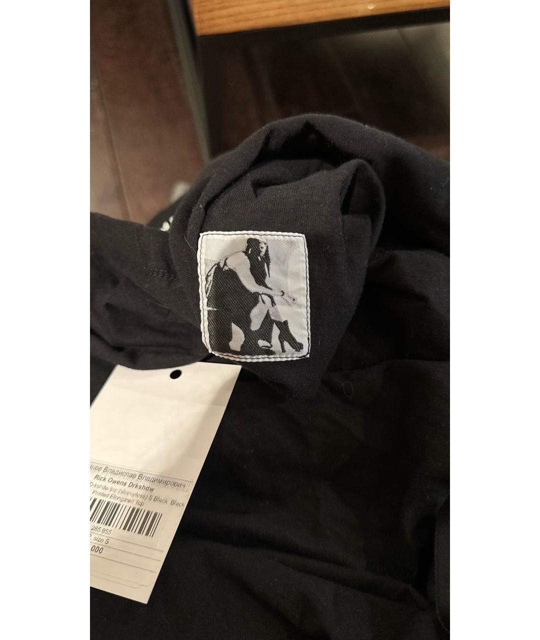 RICK OWENS DRKSHDW Черная хлопковая футболка, фото 6