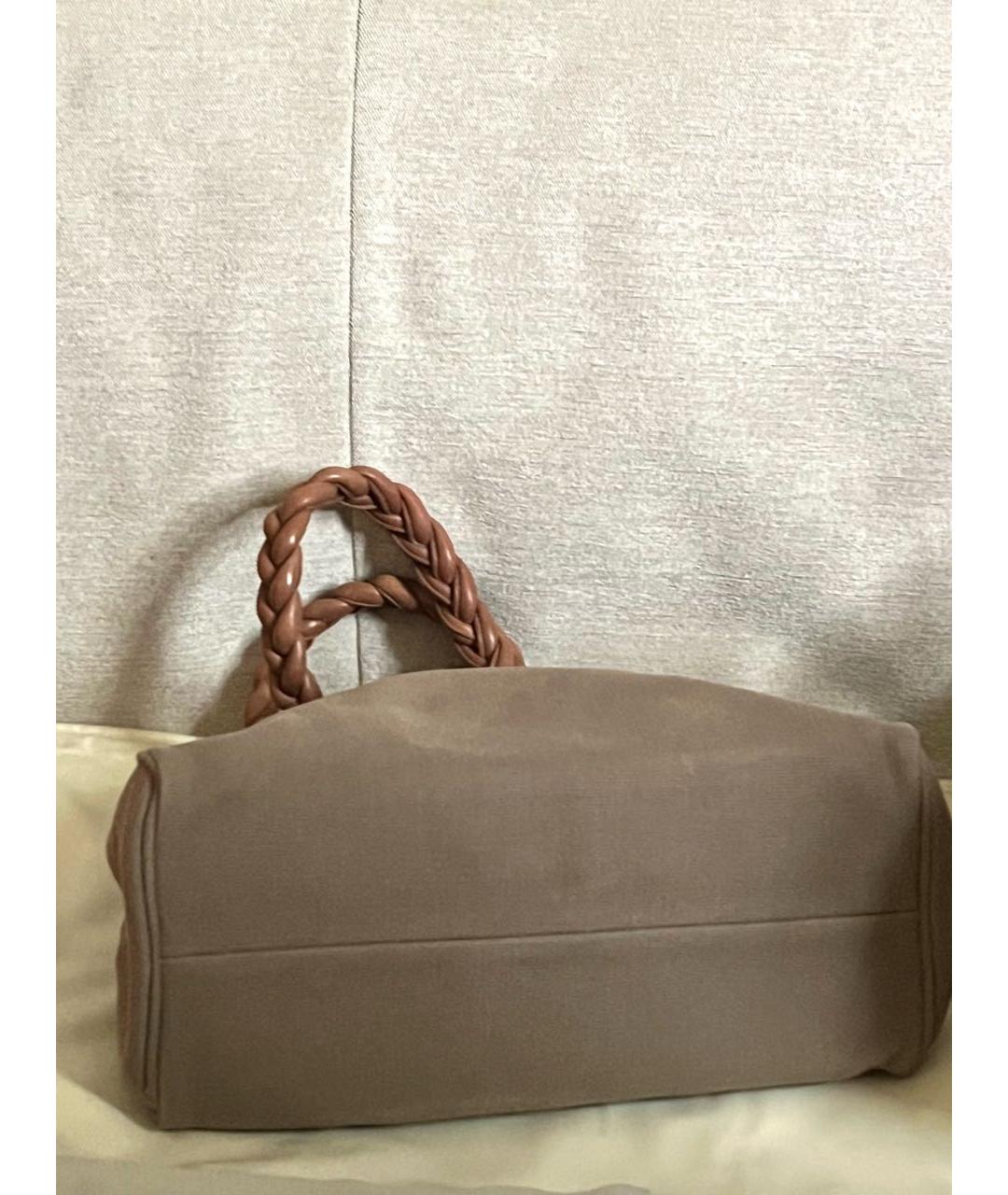 BOTTEGA VENETA Бежевая тканевая сумка тоут, фото 5