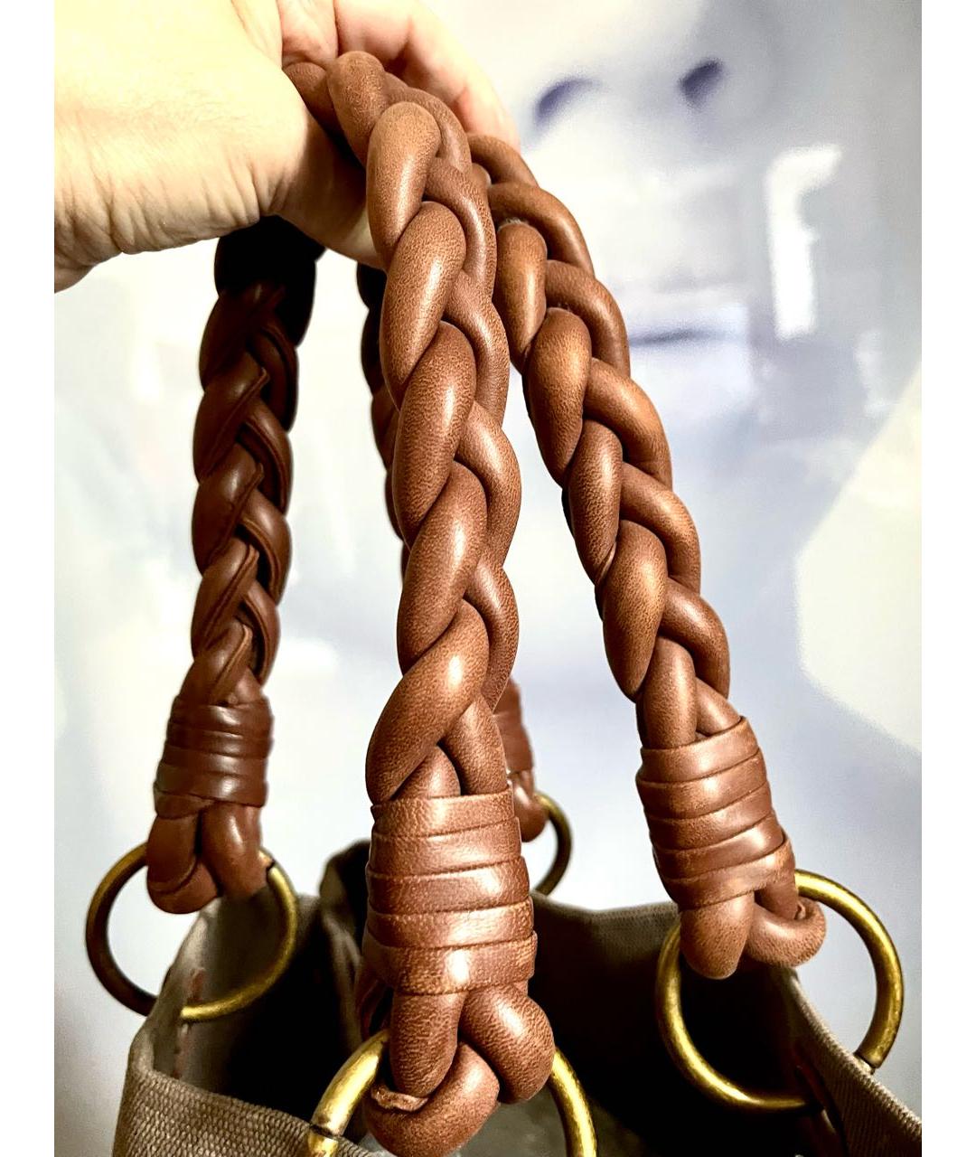 BOTTEGA VENETA Бежевая тканевая сумка тоут, фото 3