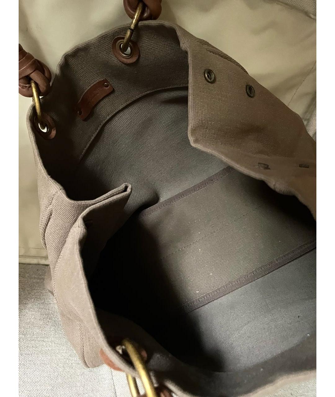 BOTTEGA VENETA Бежевая тканевая сумка тоут, фото 4