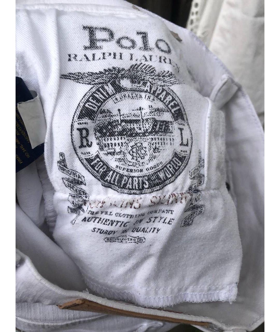 POLO RALPH LAUREN Белые хлопковые джинсы слим, фото 6