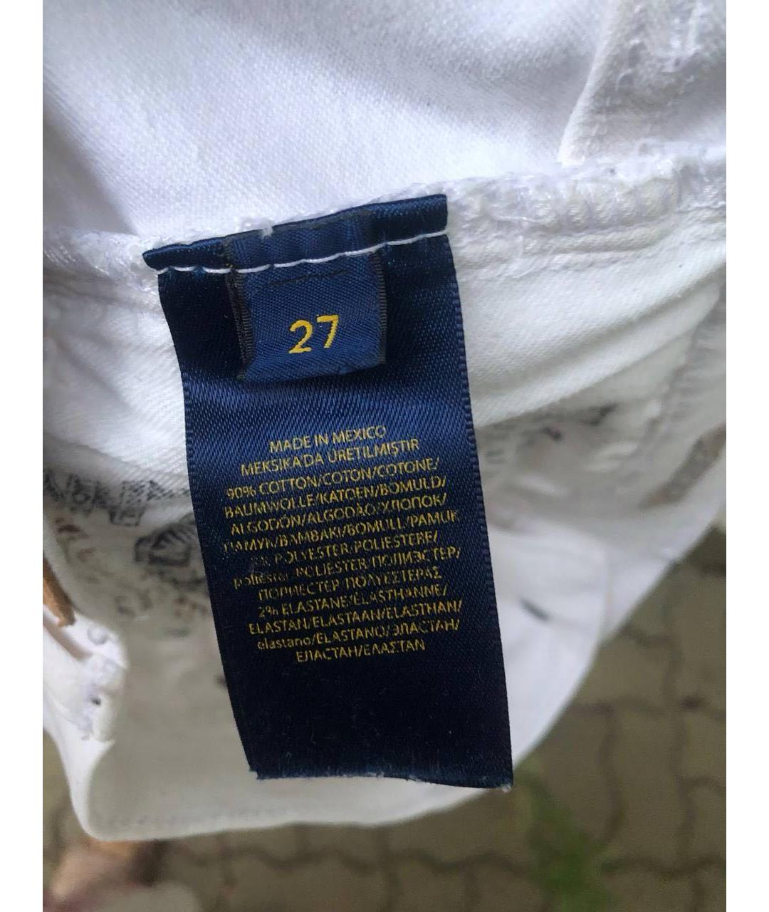 POLO RALPH LAUREN Белые хлопковые джинсы слим, фото 4