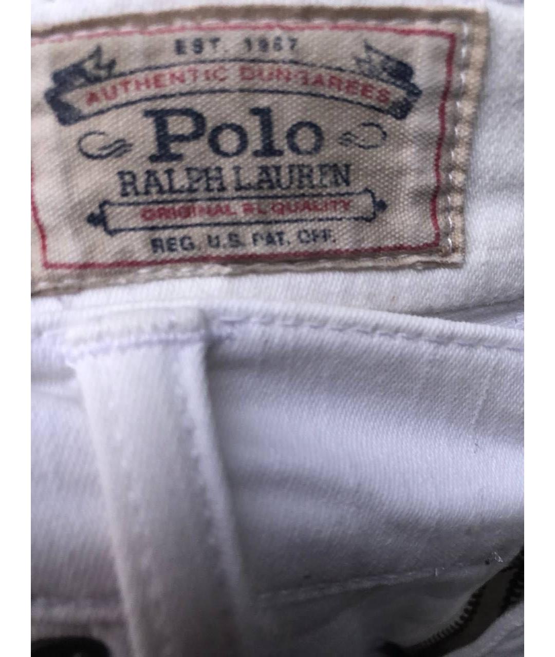 POLO RALPH LAUREN Белые хлопковые джинсы слим, фото 3