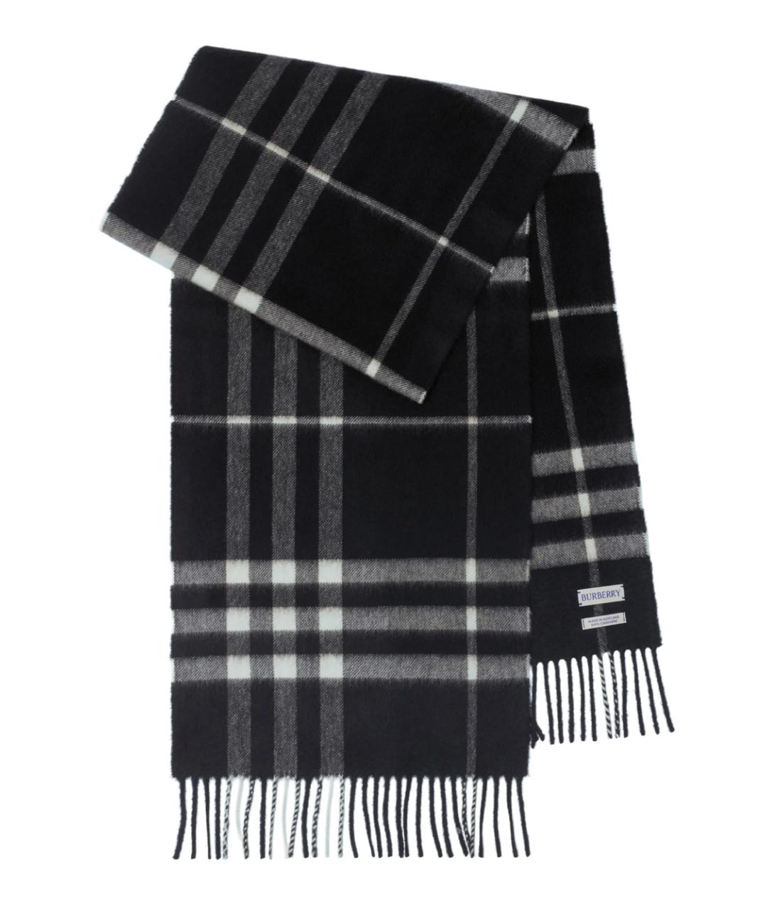 BURBERRY Черный кашемировый шарф, фото 1