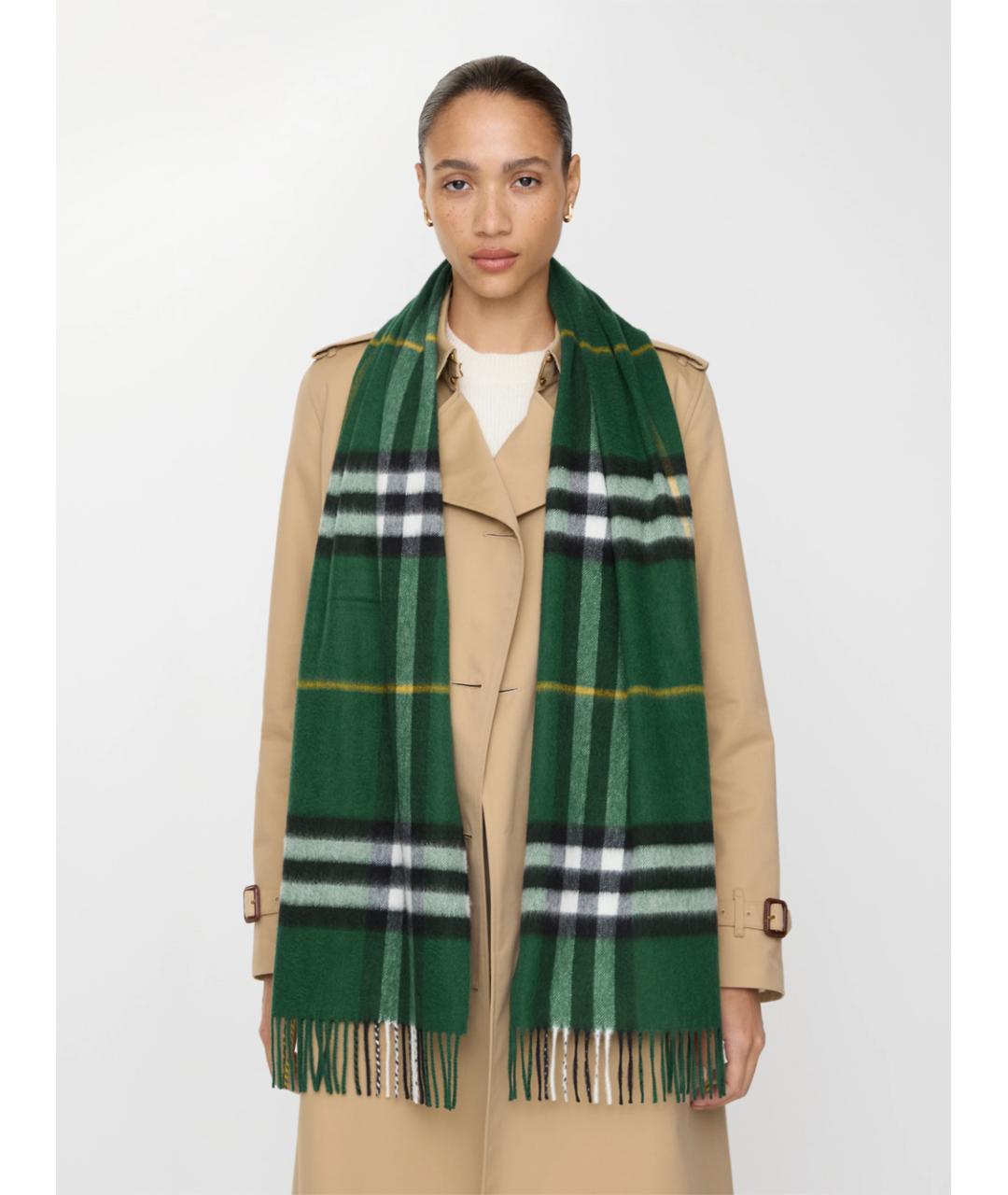 BURBERRY Зеленый кашемировый шарф, фото 2