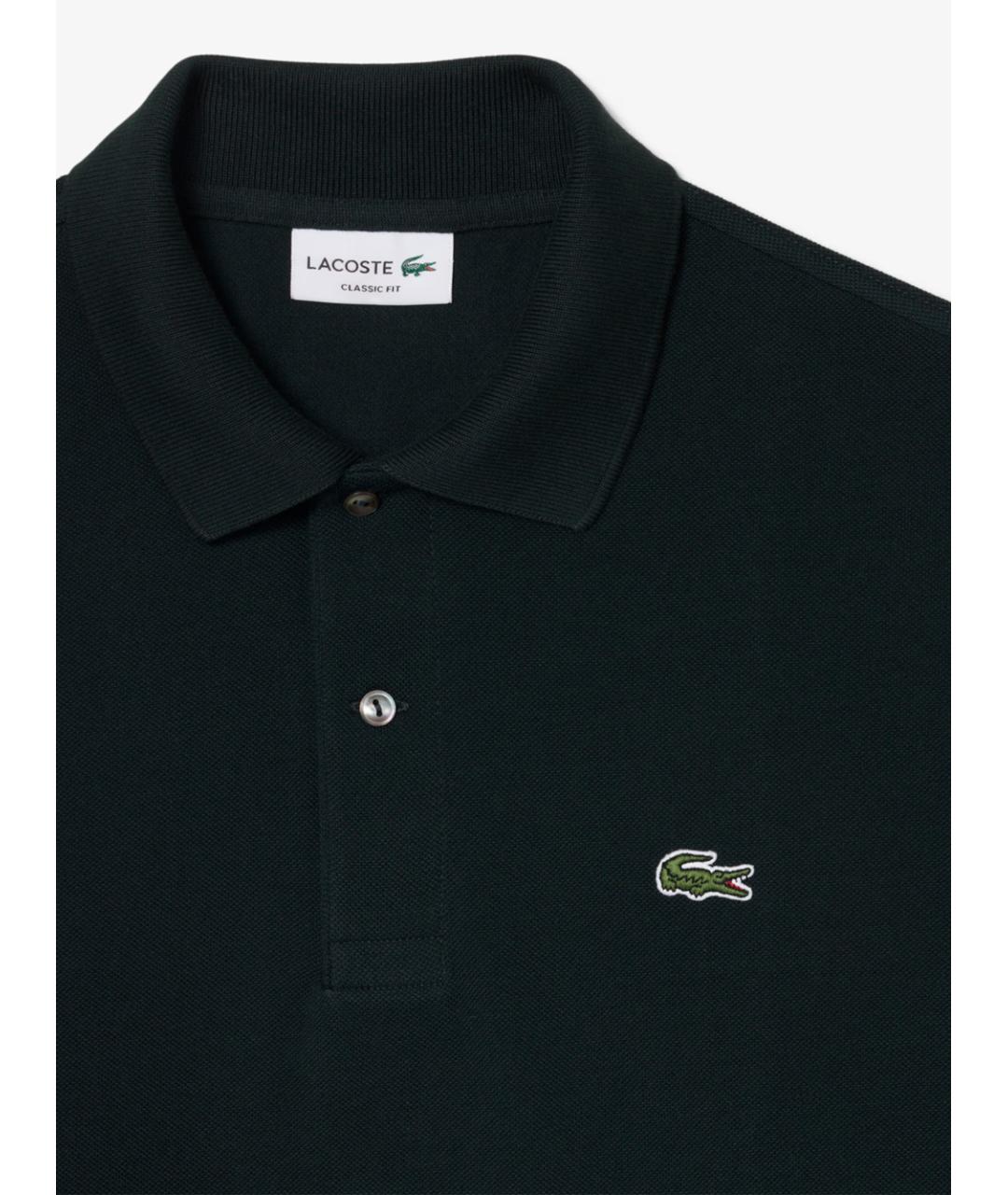 LACOSTE Черное хлопковое поло с длинным рукавом, фото 4