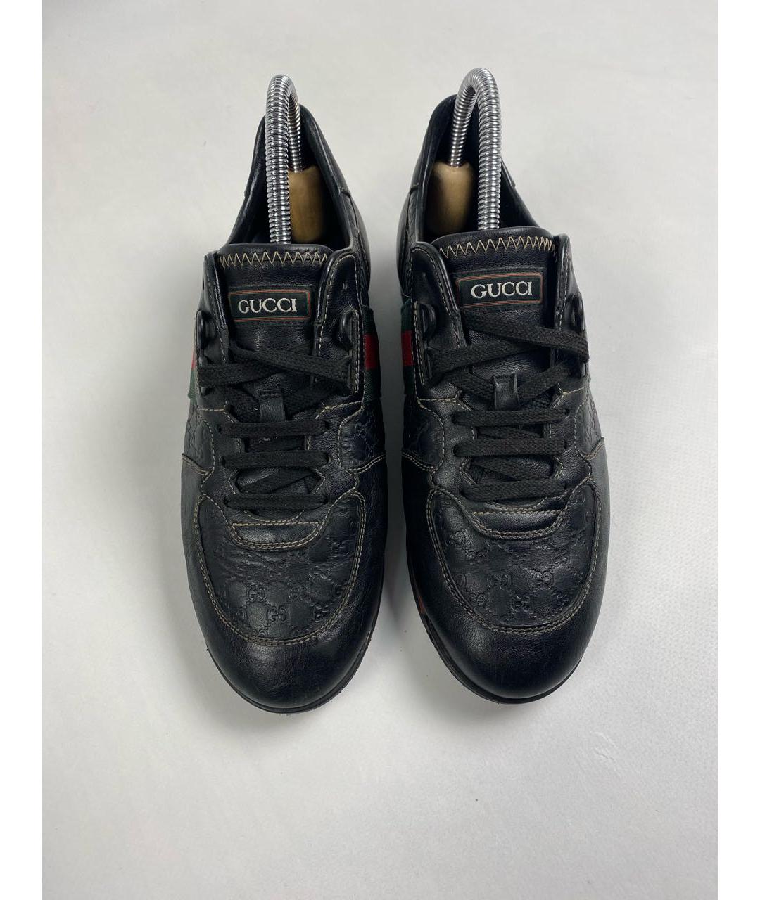 GUCCI Черные кожаные кроссовки, фото 2