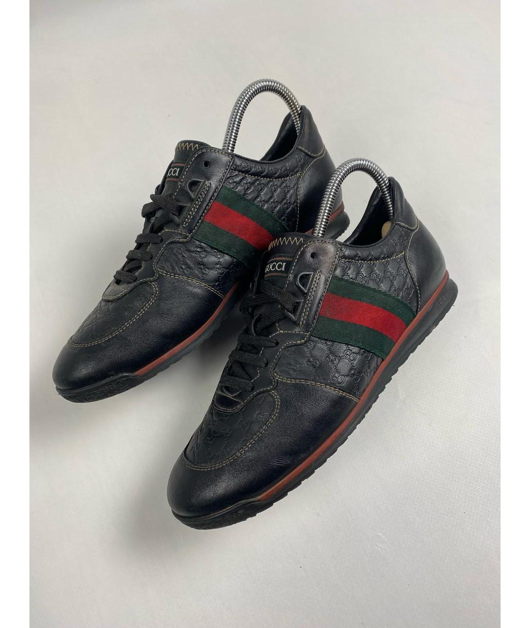 GUCCI Черные кожаные кроссовки, фото 4
