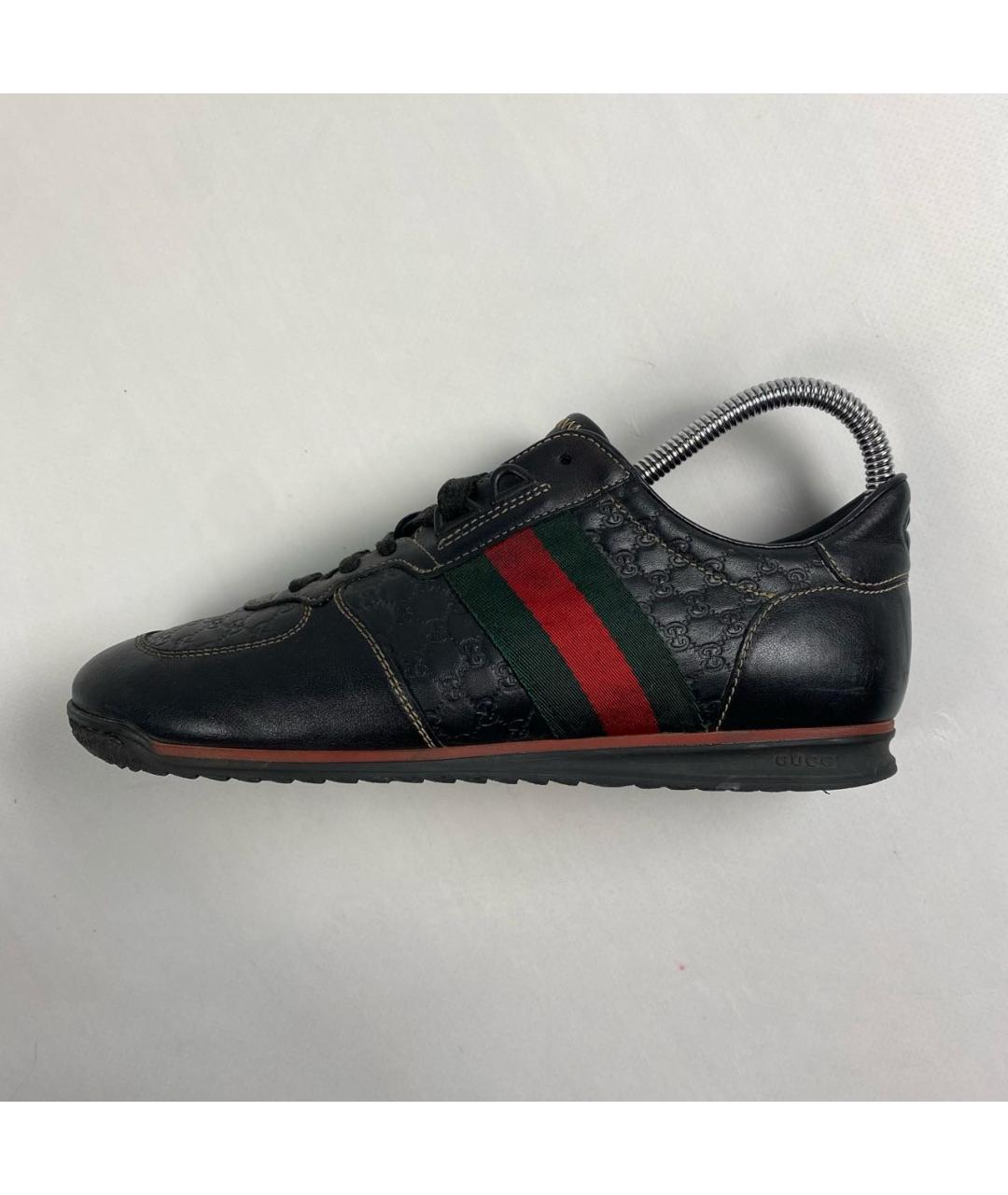 GUCCI Черные кожаные кроссовки, фото 8