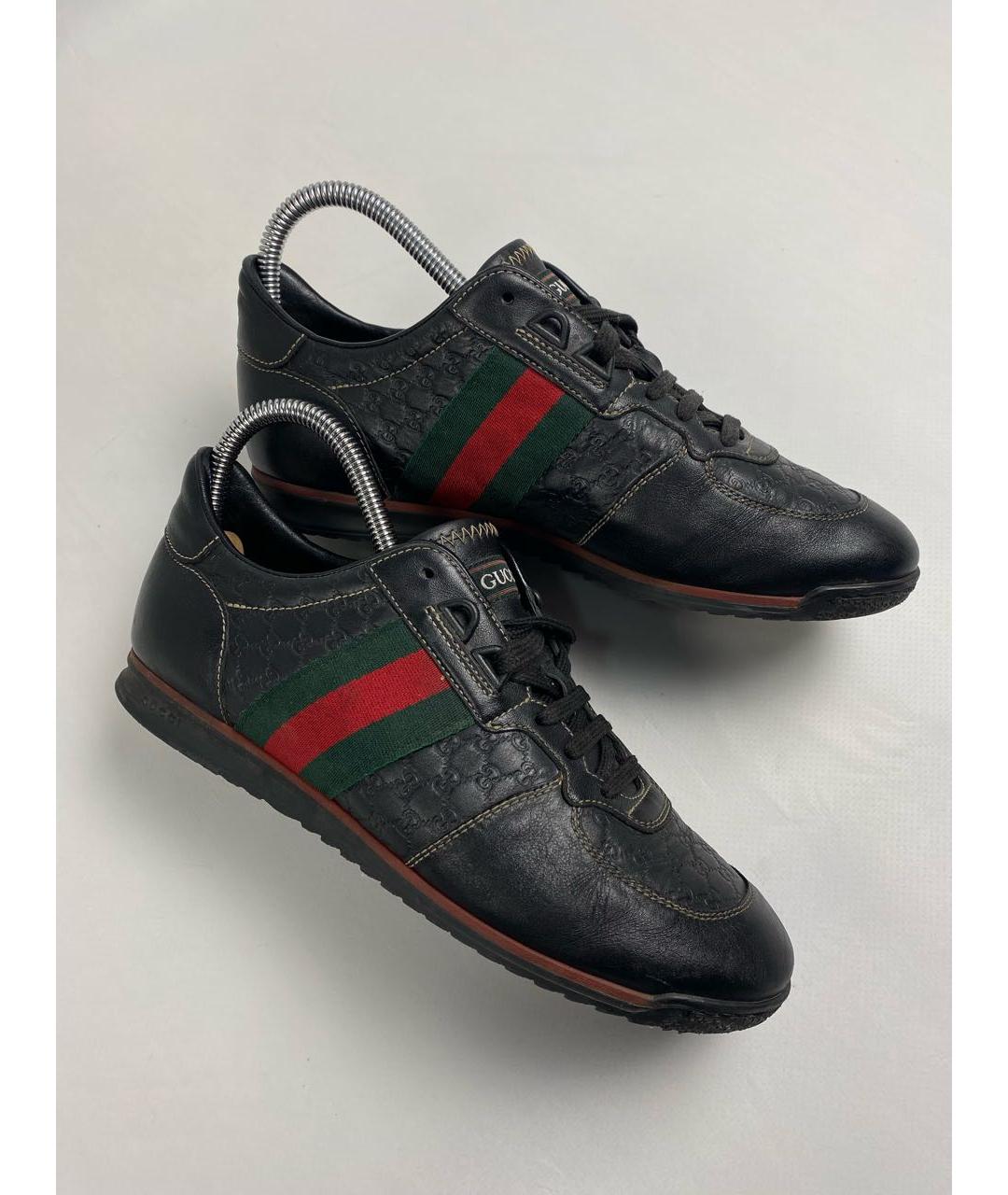 GUCCI Черные кожаные кроссовки, фото 3