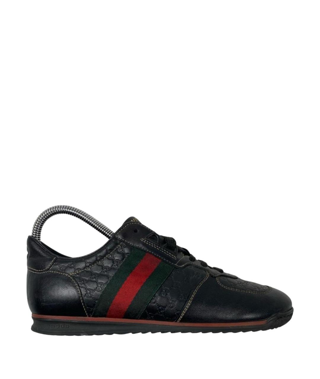 GUCCI Черные кожаные кроссовки, фото 1