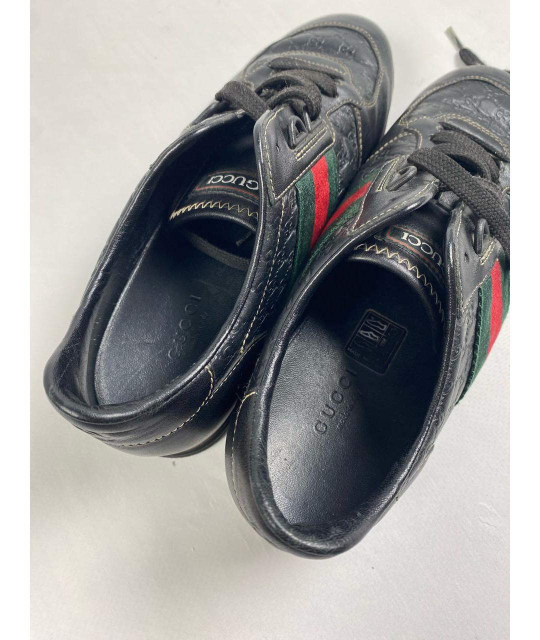 GUCCI Черные кожаные кроссовки, фото 6