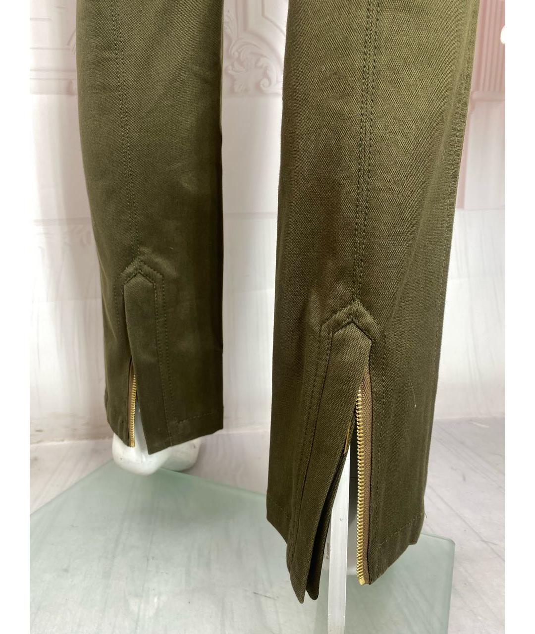 ROBERTO CAVALLI Хаки хлопковые прямые брюки, фото 8