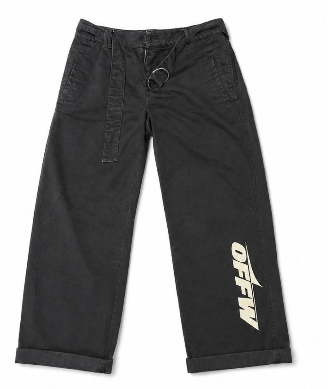 OFF-WHITE Черные хлопковые прямые джинсы, фото 1