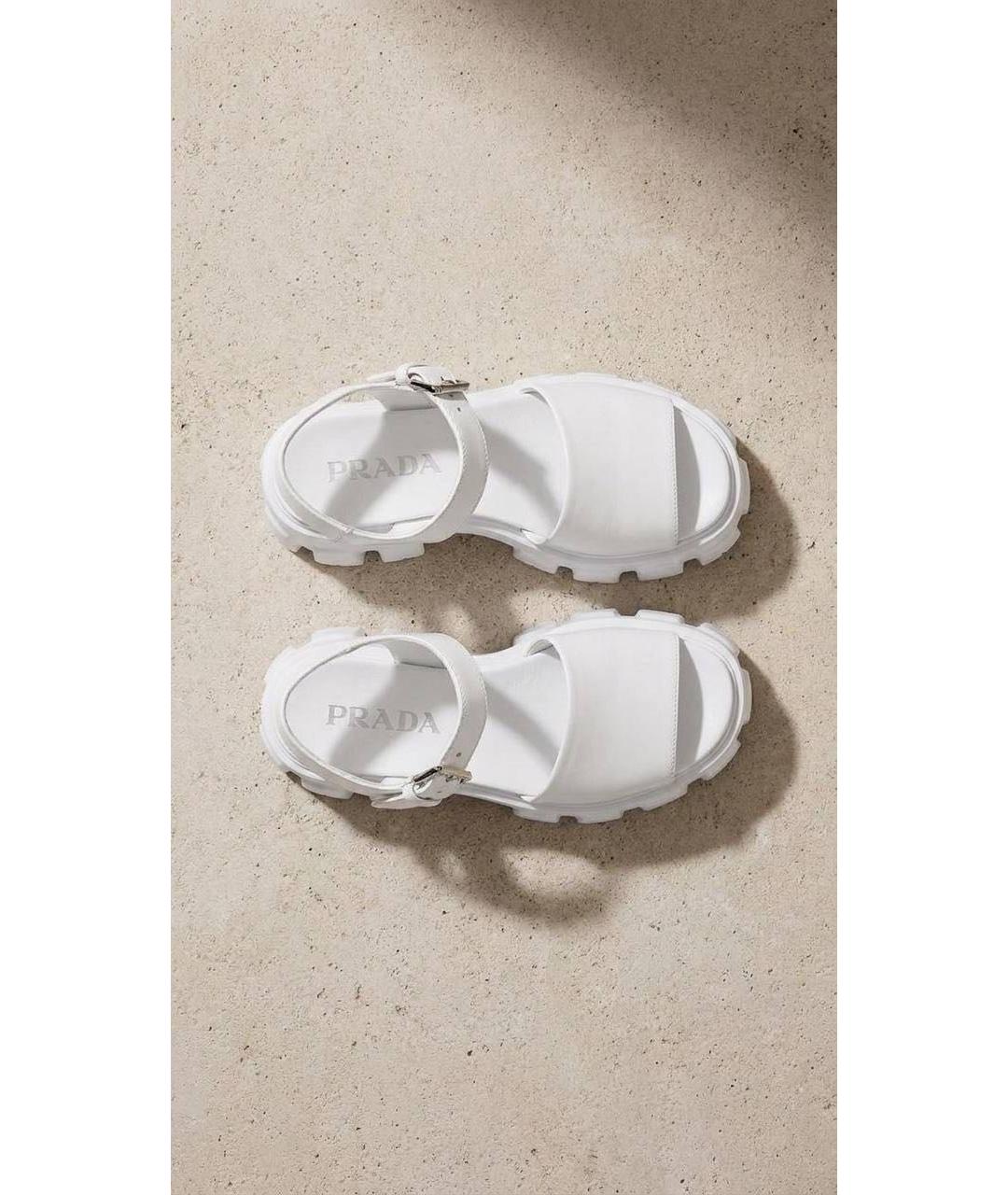 PRADA Белые кожаные сандалии, фото 3