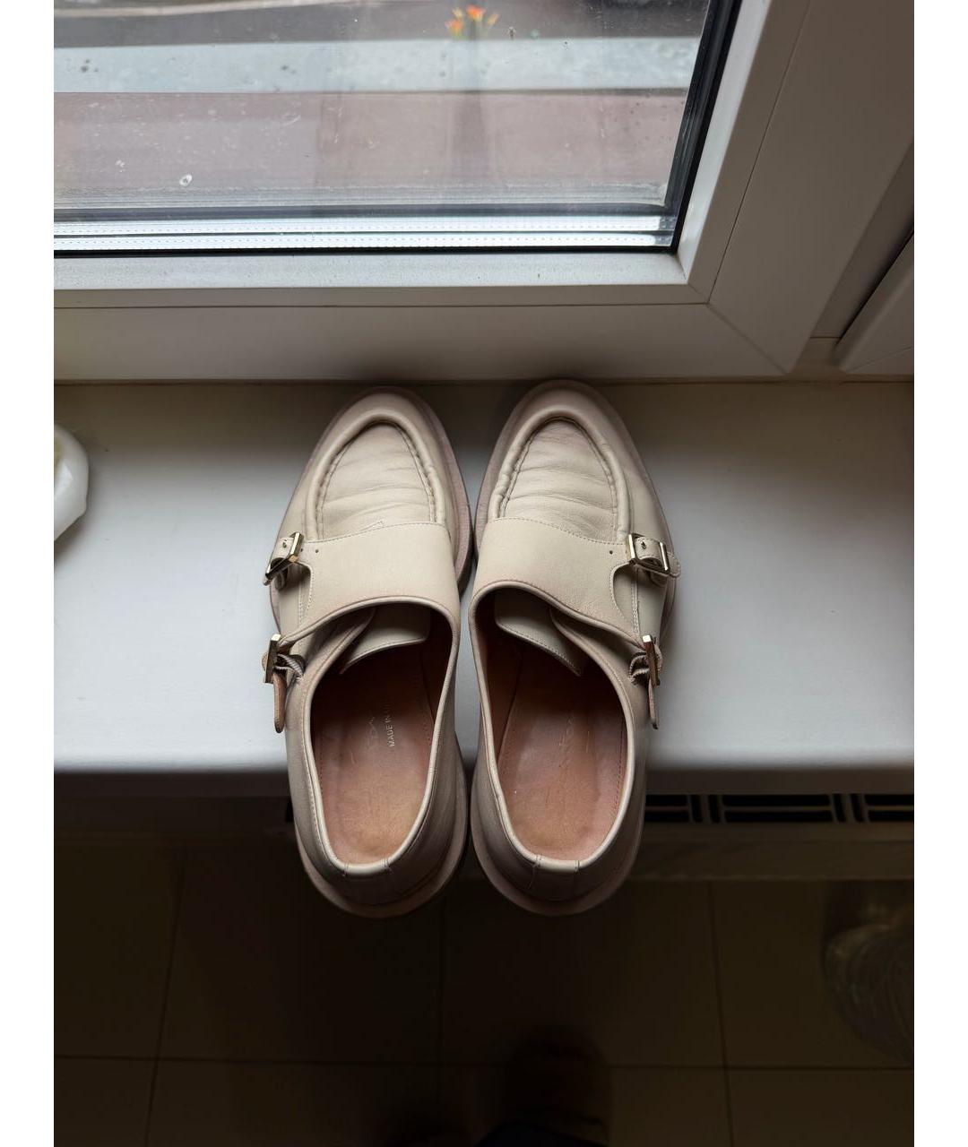 SANTONI Бежевые кожаные брогги и оксфорды, фото 3