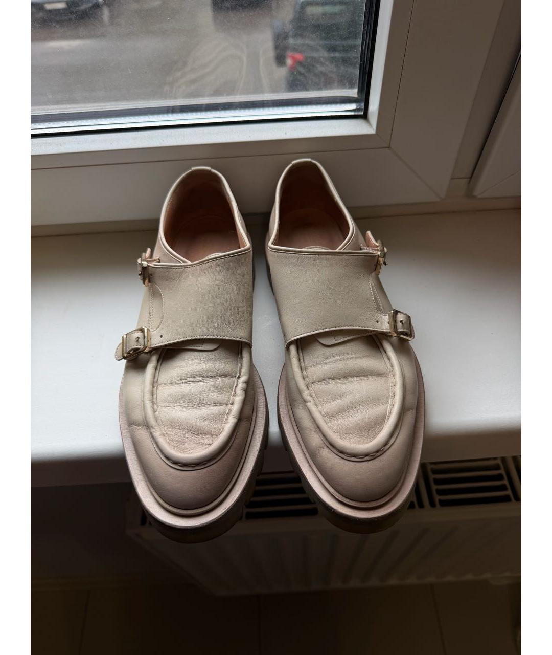 SANTONI Бежевые кожаные брогги и оксфорды, фото 2