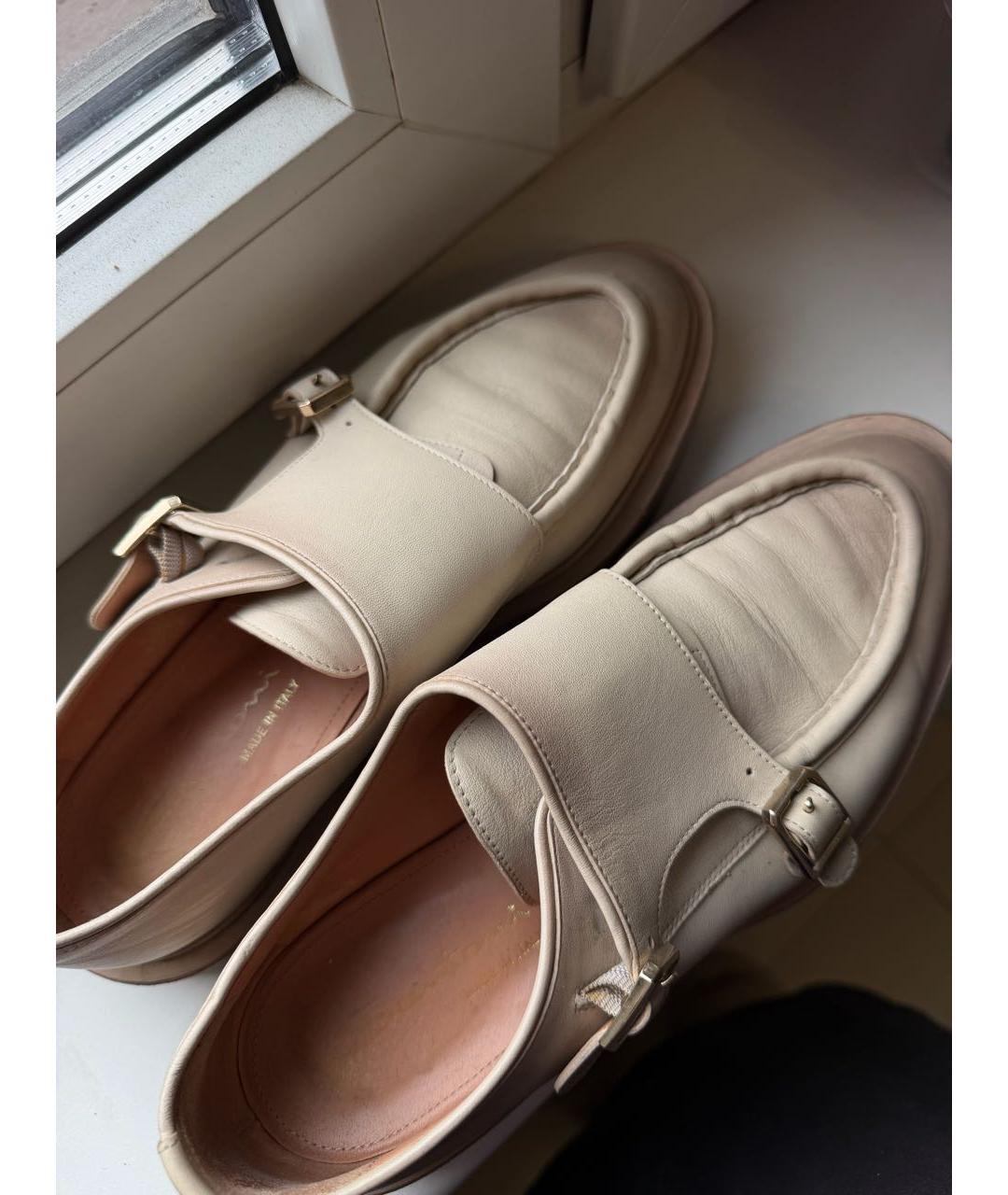 SANTONI Бежевые кожаные брогги и оксфорды, фото 5