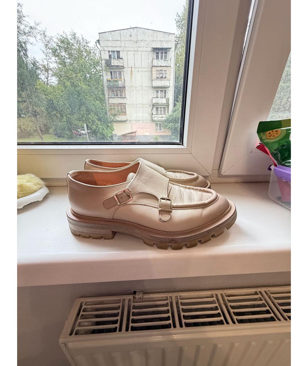 SANTONI Бежевые кожаные брогги и оксфорды, фото 7