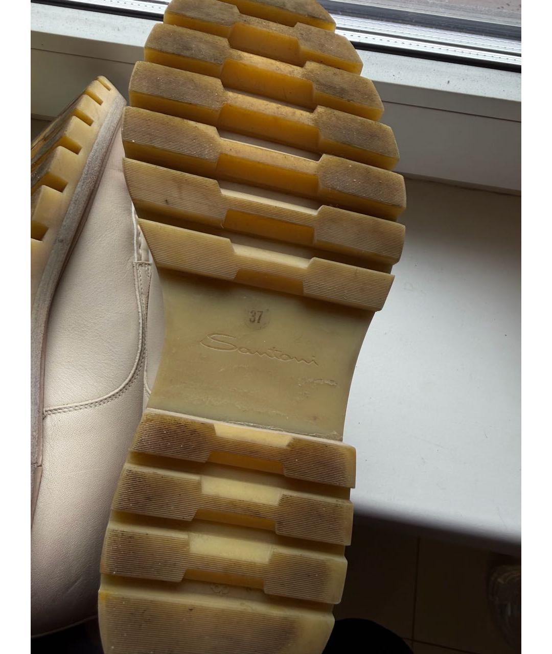 SANTONI Бежевые кожаные брогги и оксфорды, фото 6