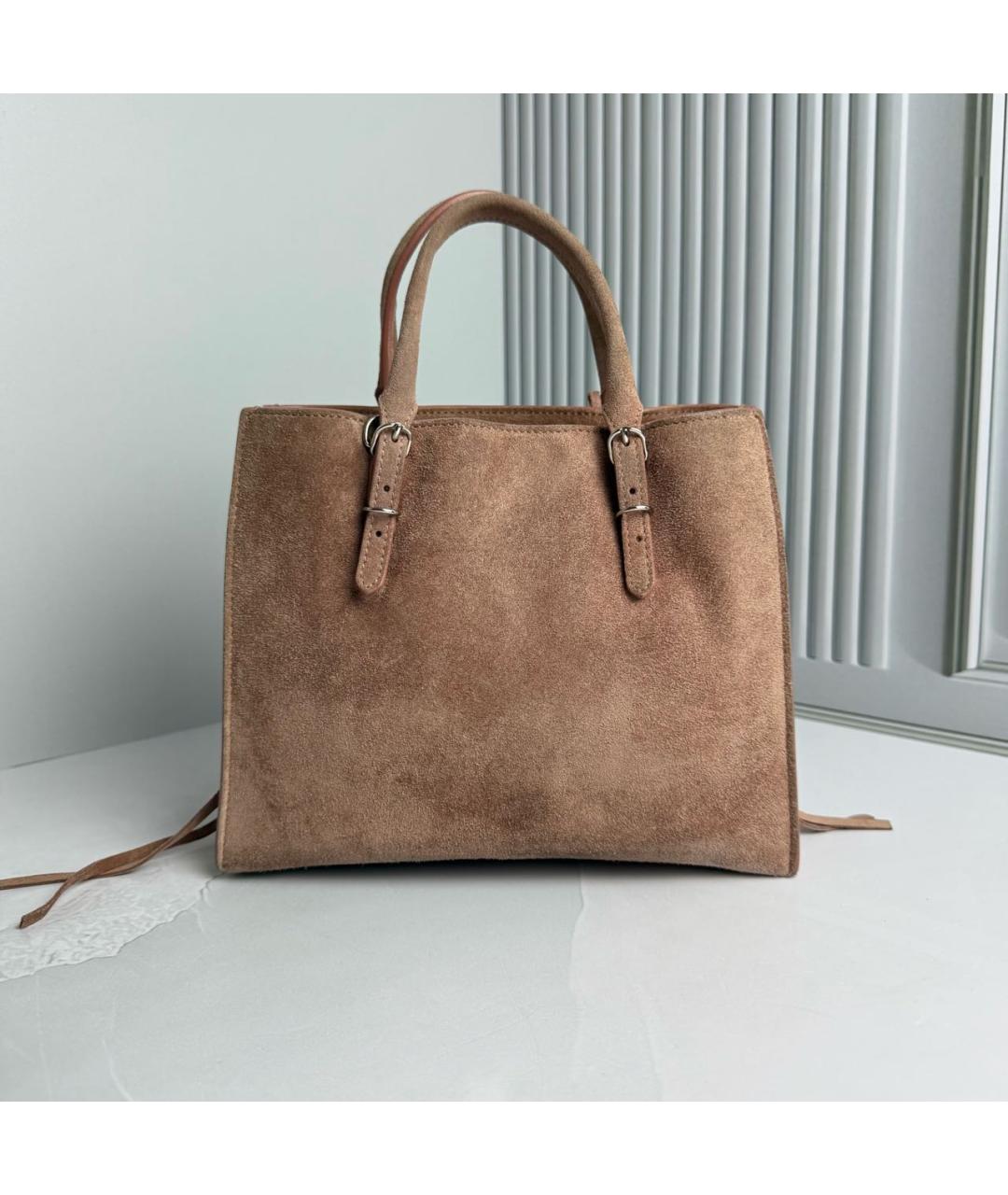 BALENCIAGA Бежевая замшевая сумка с короткими ручками, фото 2