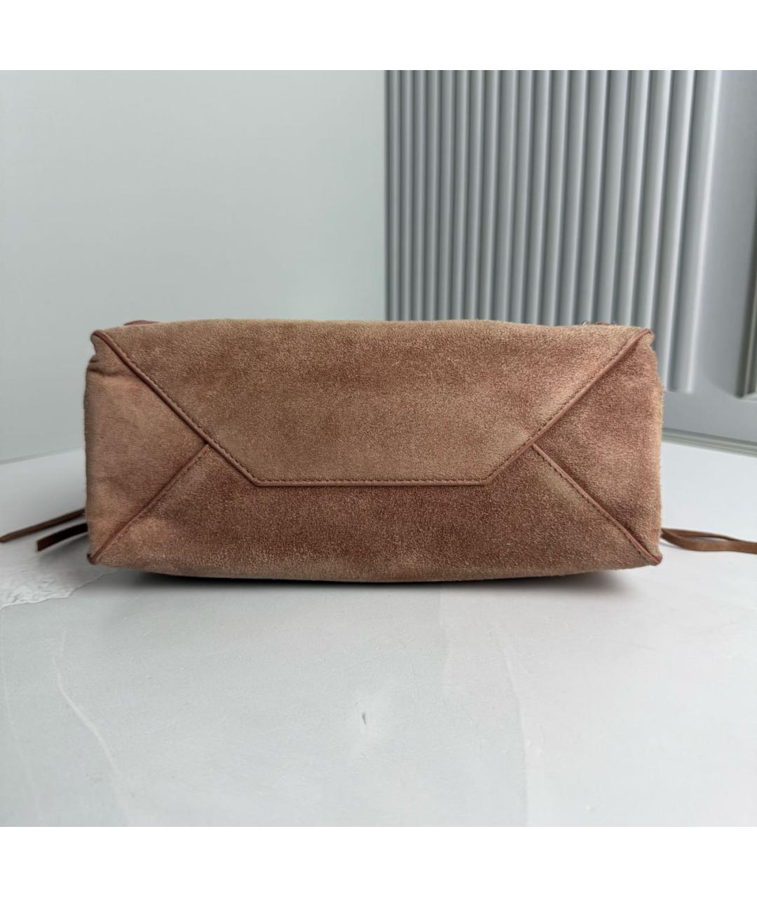 BALENCIAGA Бежевая замшевая сумка с короткими ручками, фото 3